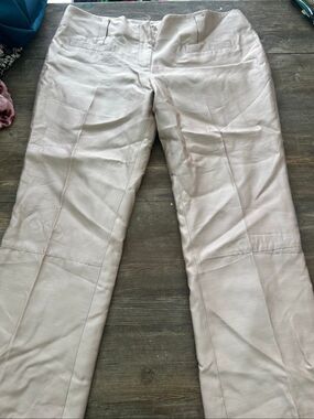 Tory Burch 100% Silk Cropped Pants Blush Pink Cuffed Dress Trousers Women 12